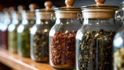 glass storage jars of herbal tea - how long does herbal tea last?