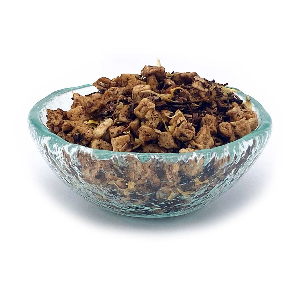 banana nut bread tea in dish