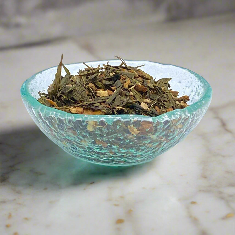 chai green tea in dish