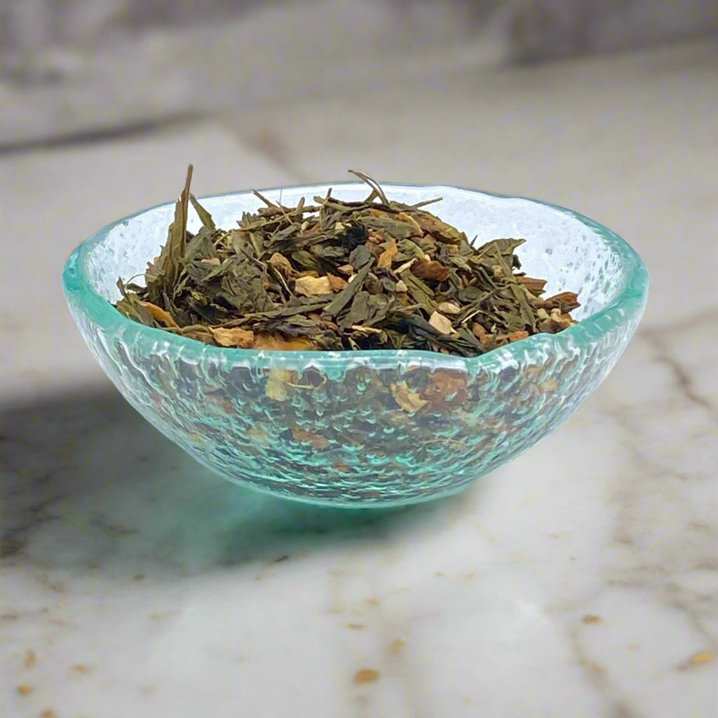 chai green tea in dish