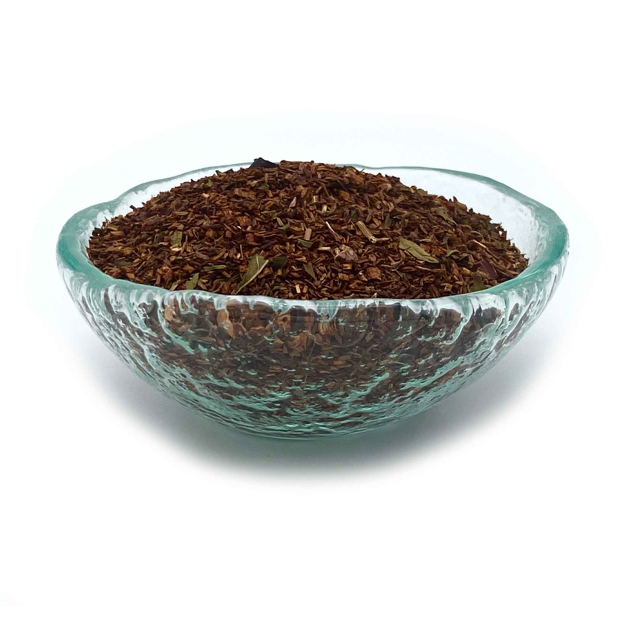 chocolate mint tea rooibos tea in dish