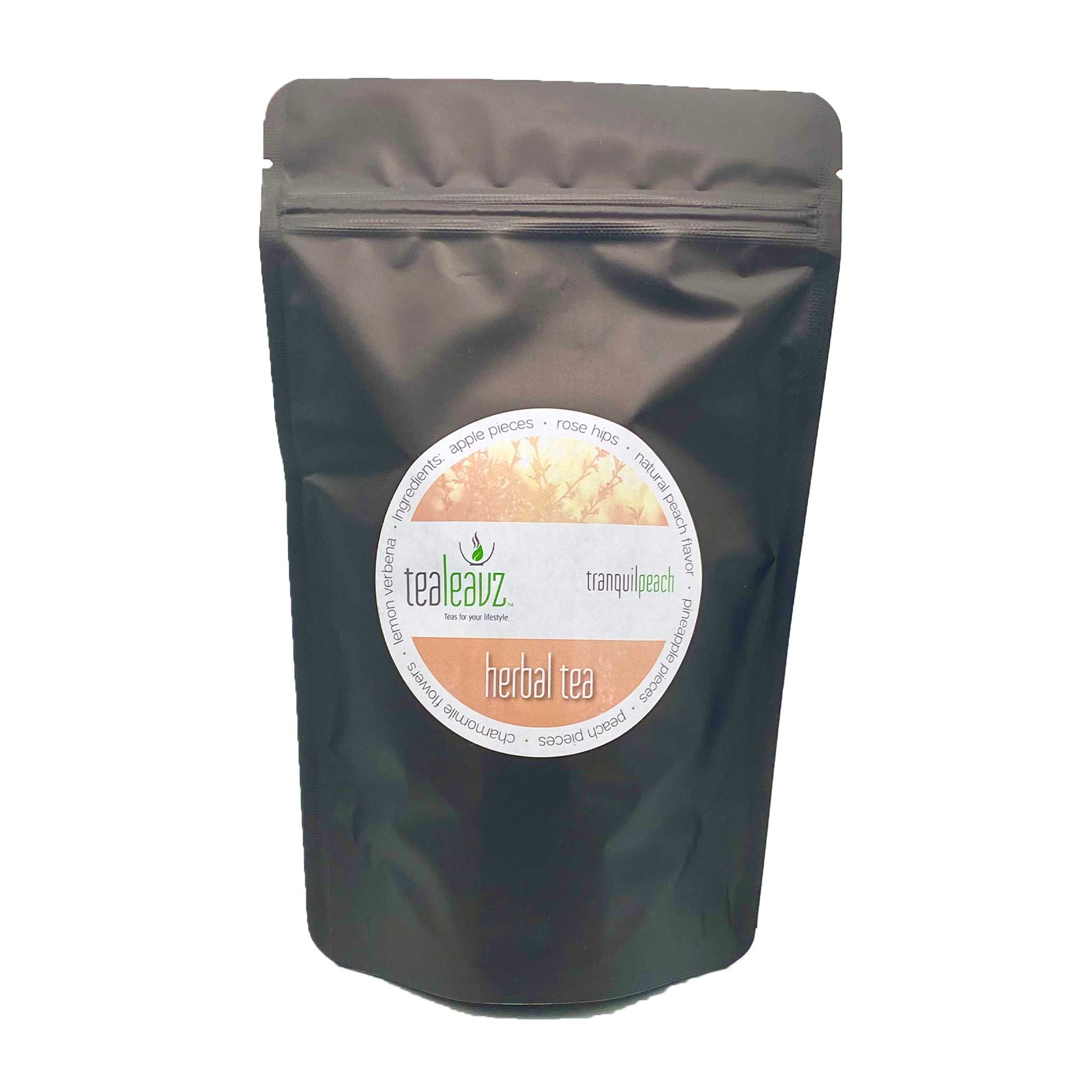 package of loose leaf tranquil peach tea