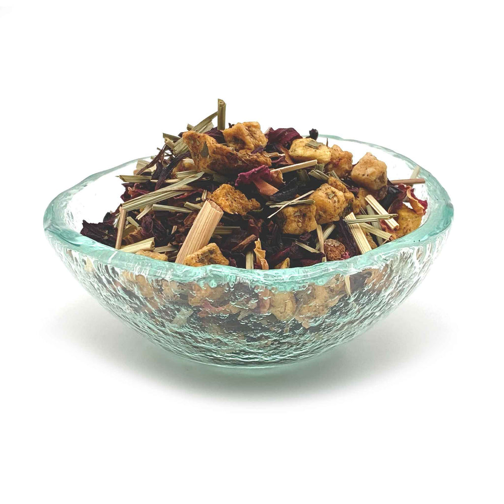 passion tango tea in dish loose herbal tea