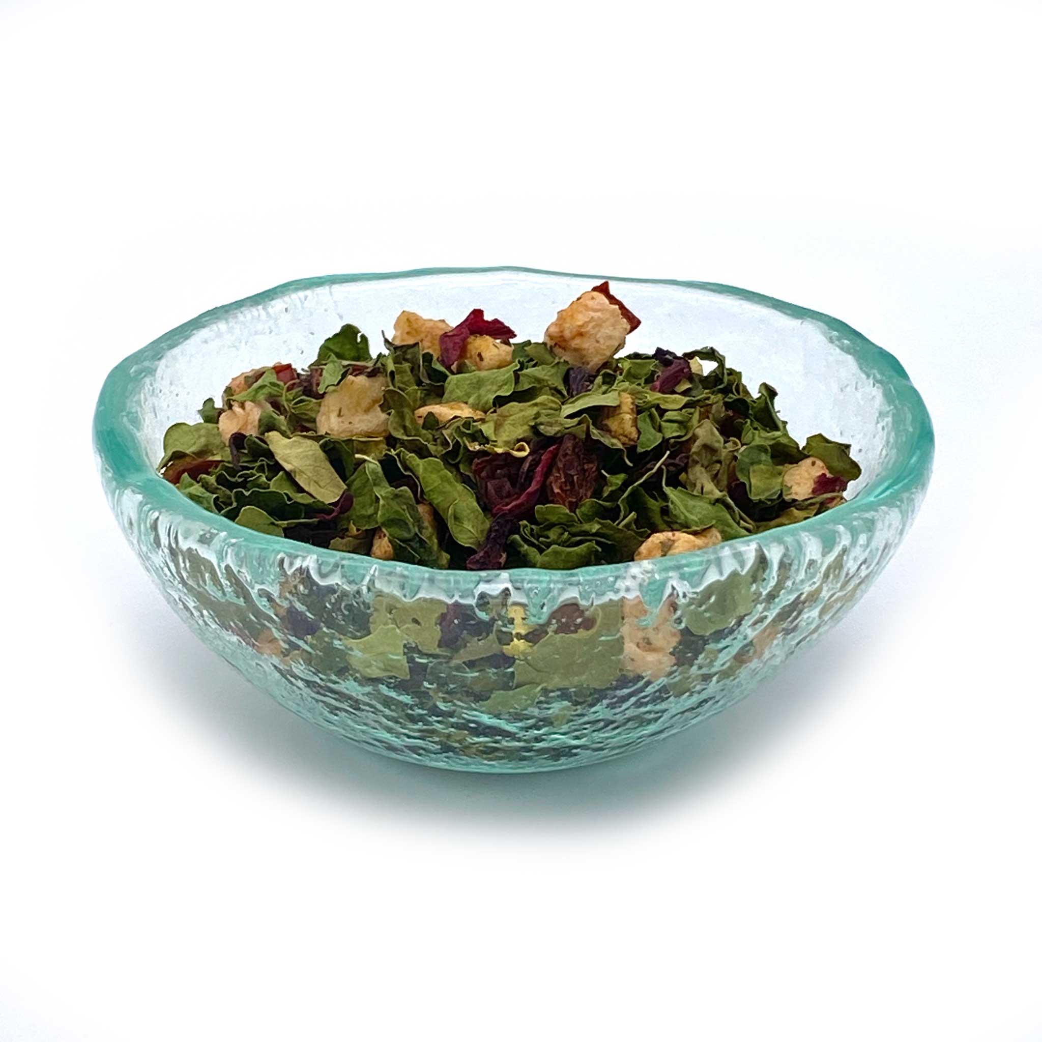 strawberry moringa tea in dish