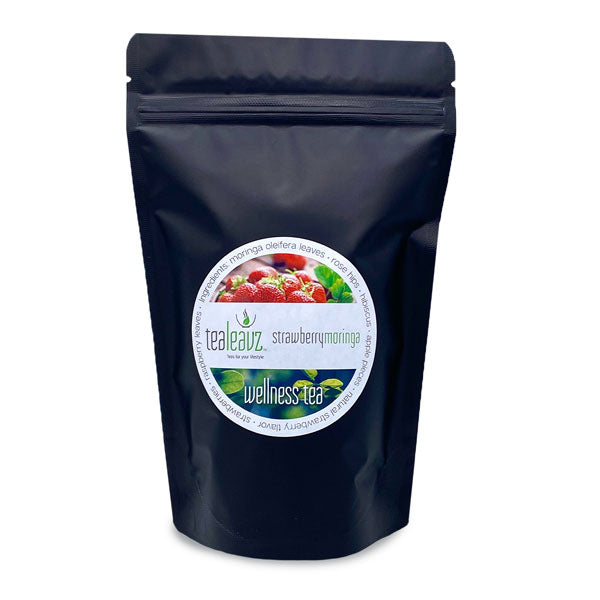 package of strawberry moringa tea