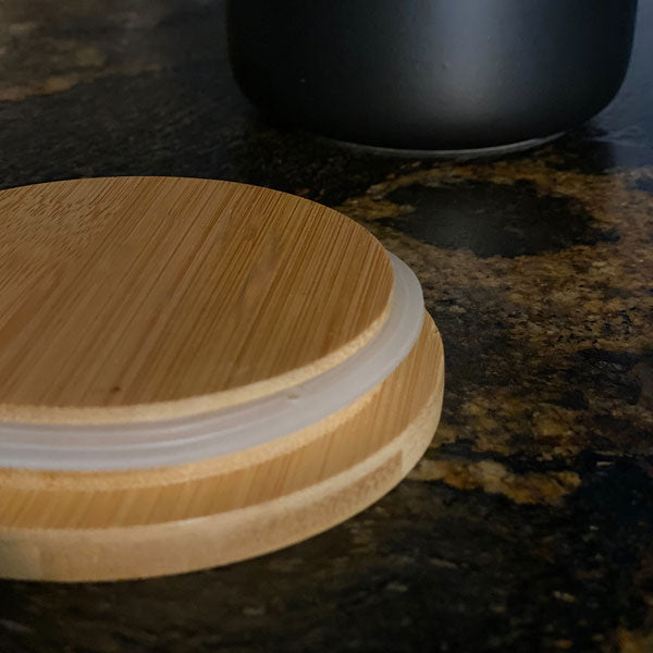 rubberized seal on tea canisters for storing loose leaf tea
