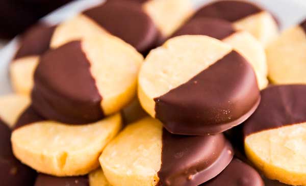 chocolate dipped shortbread baked with tea