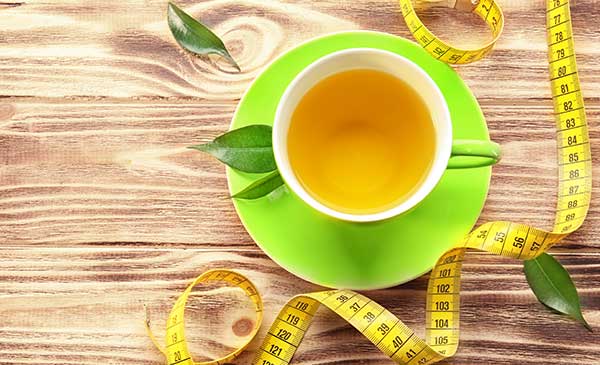 best green tea for weight loss is a cup of green tea with tape measure