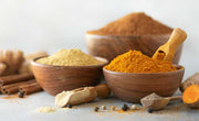 white ayurvedic chai spices with a blurred background
