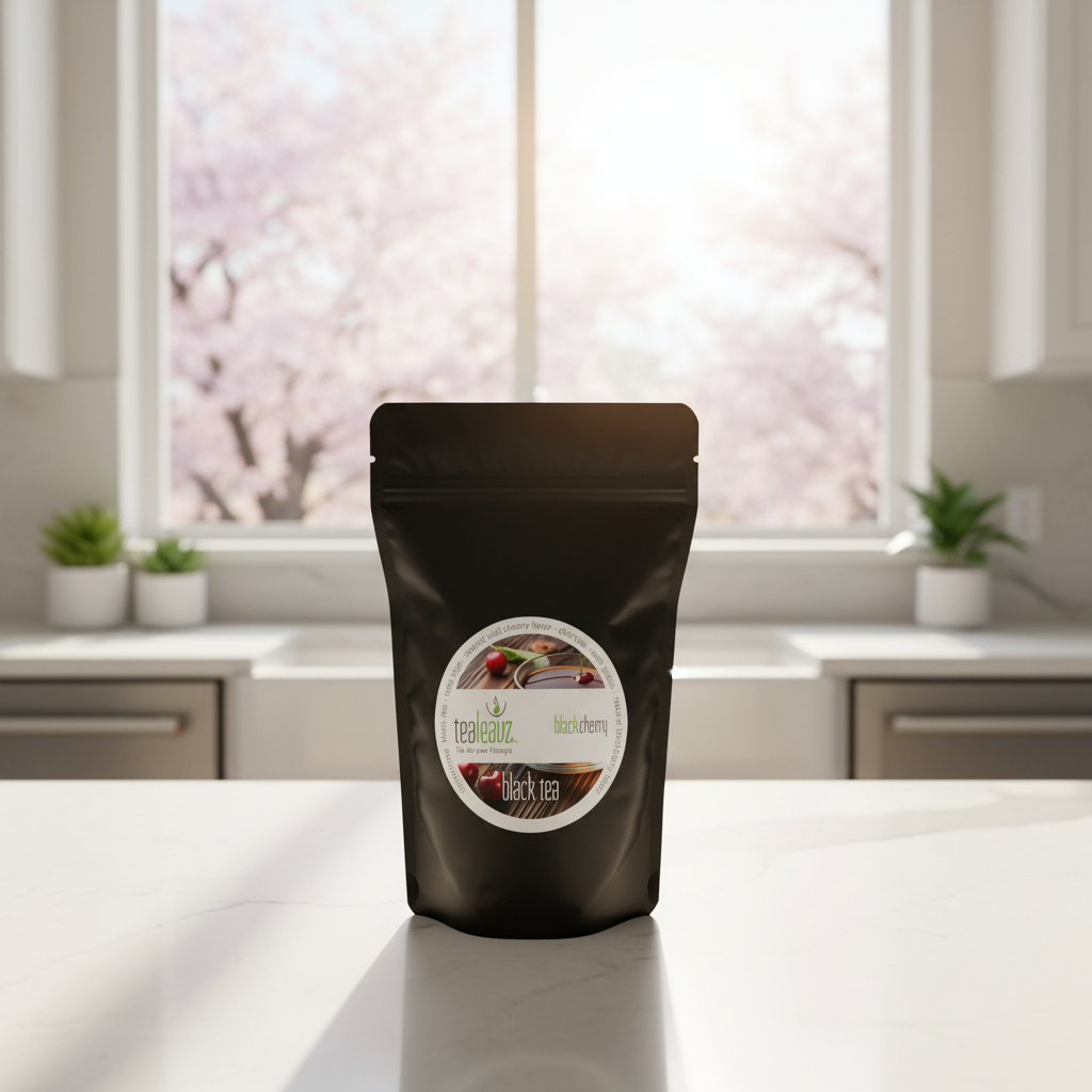 black cherry tea in pouch