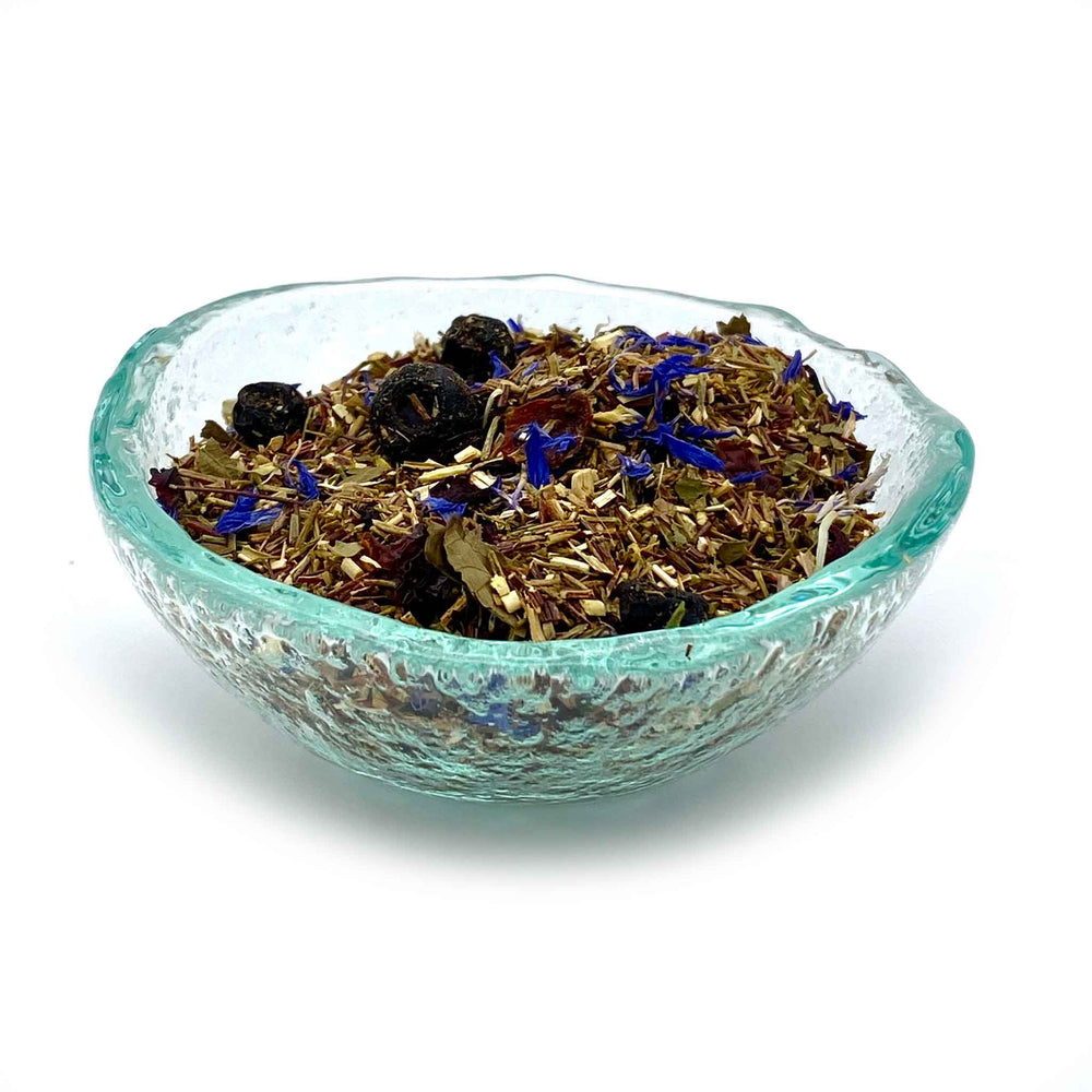 blueberry rooibos in a dish