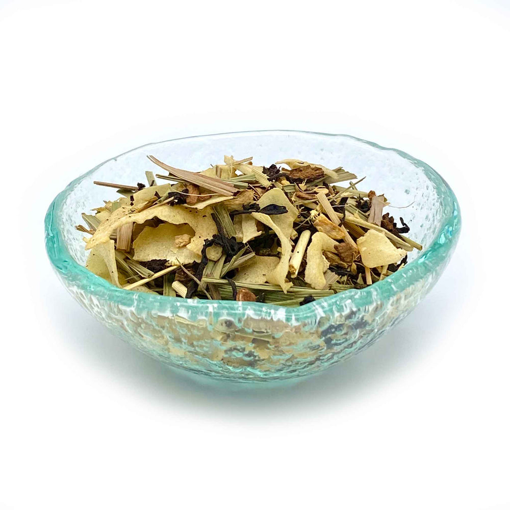 chai thai tea in glass dish