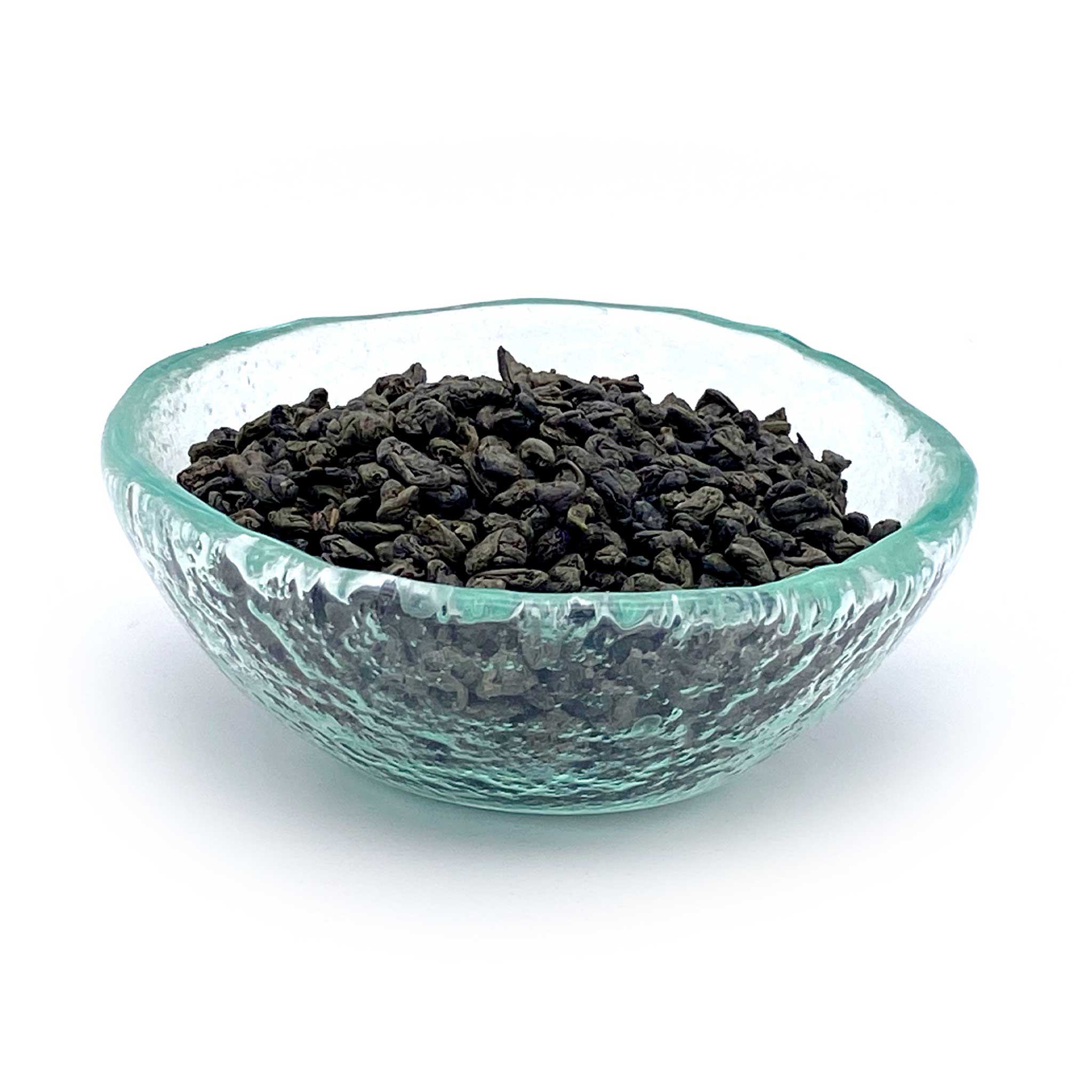 gunpowder tea in dish