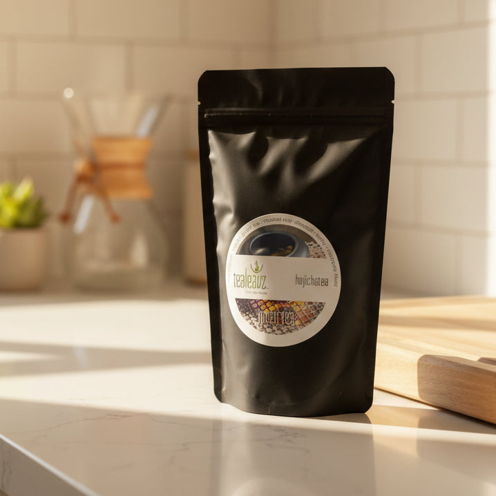 package of hojicha tea