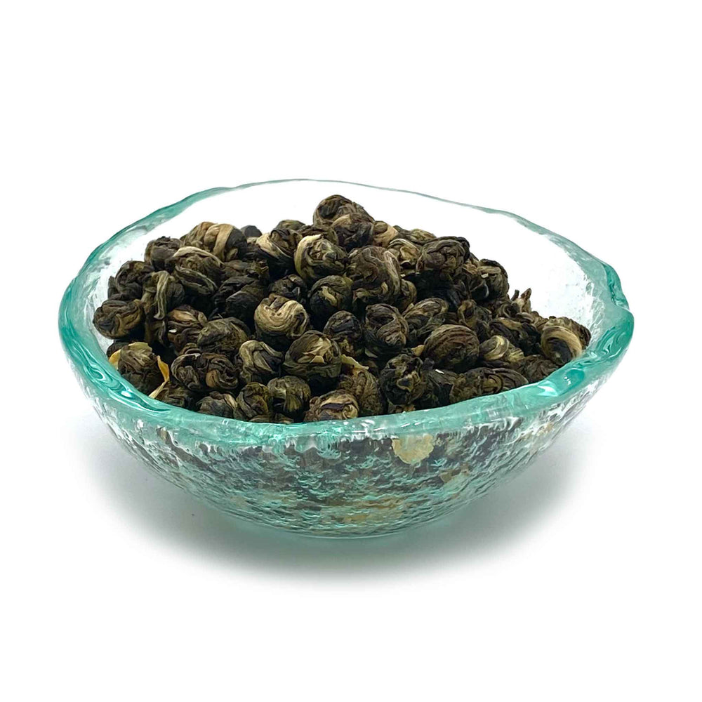 jasmine green tea pearls in dish