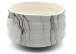 ceramic matcha bowl in licorice swirl