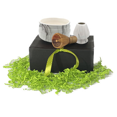 matcha ceramic set in licorice swirl