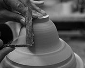 ceramic matcha bowl being handcrafted