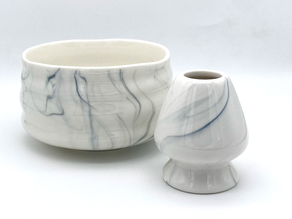 summer sky matcha bowl and whisk holder set