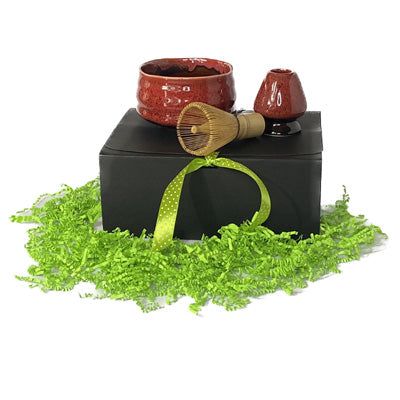 matcha ceramic set in firecracker red