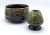 misty forest ceramic matcha bowl and whisk holder set