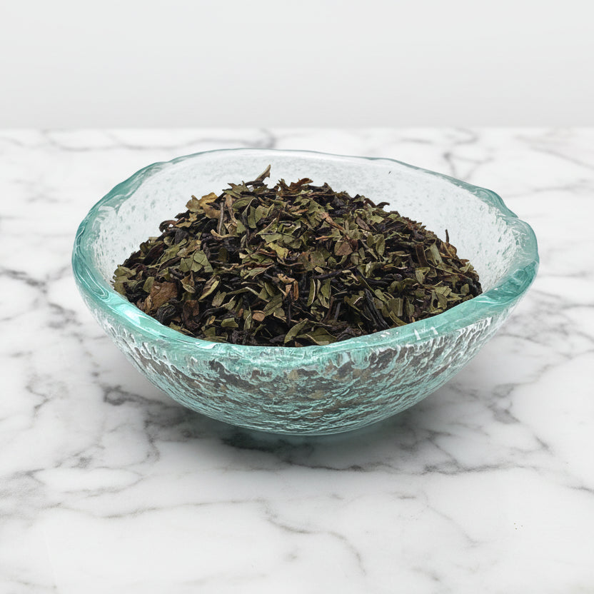 Moroccan Mint Darjeeling Tea in dish