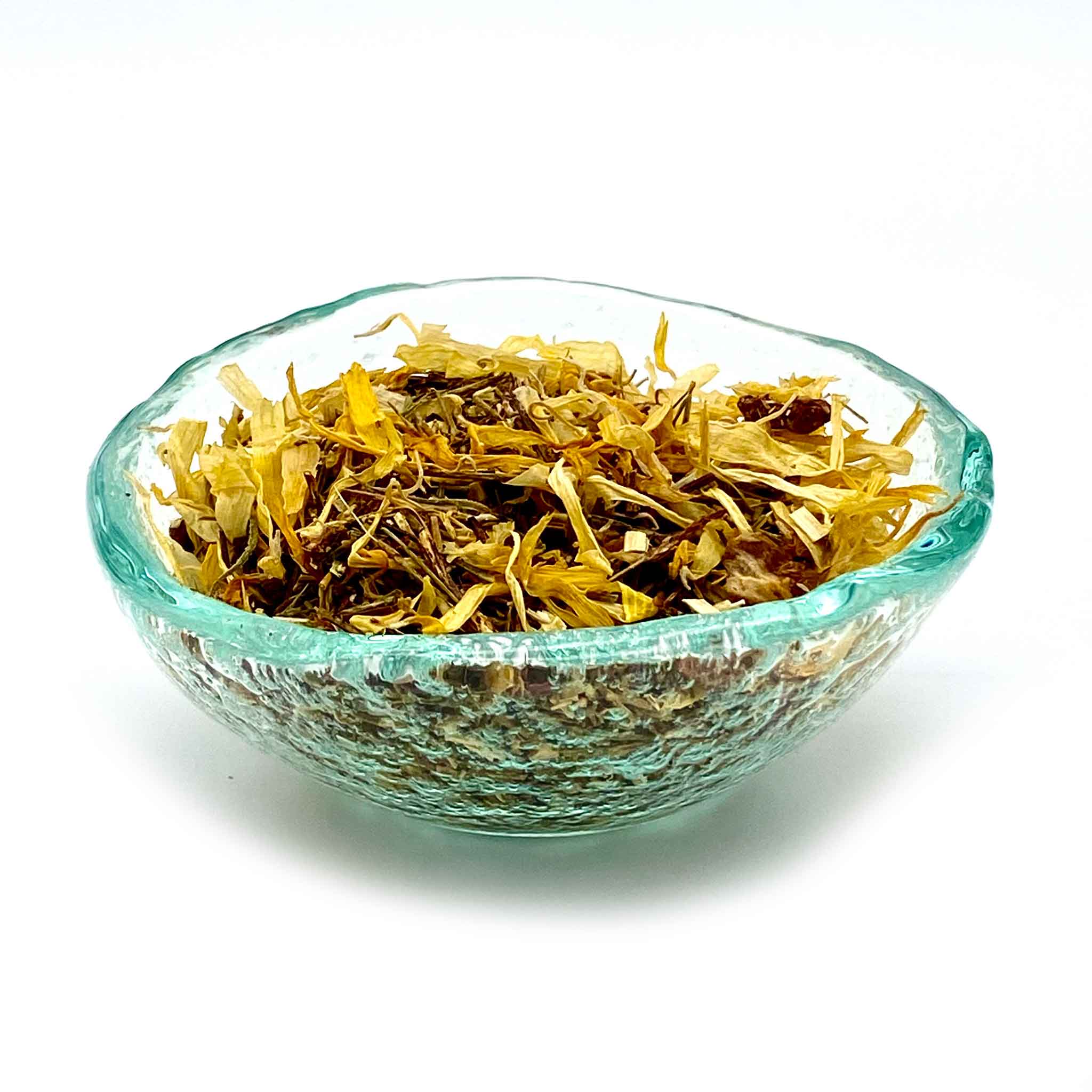nectar nirvana green rooibos tea in dish