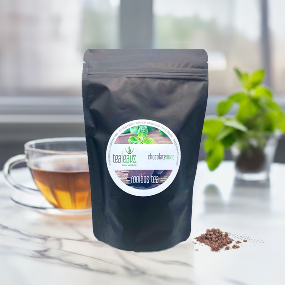 package of chocolate mint tea rooibos tea