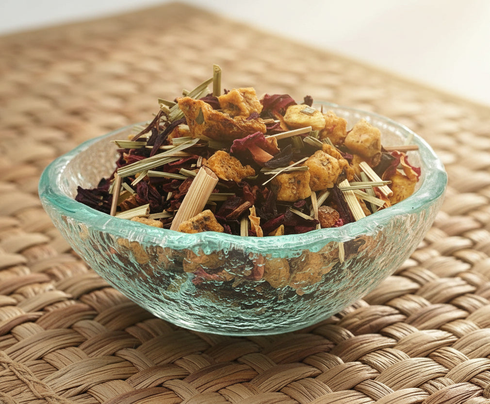 passion tango tea in dish loose herbal tea