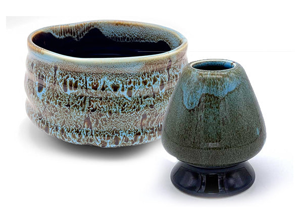 MATCHA BOWL & WHISK HOLDER SET | Seaglass Blue