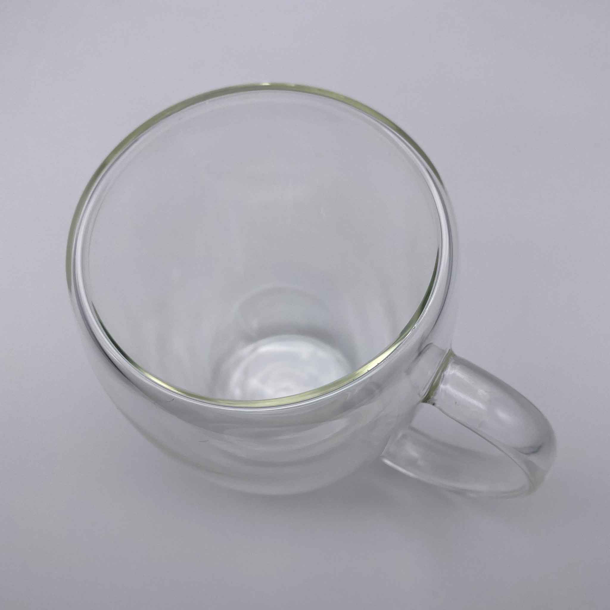 top view of borosilicate glass mug double walled mug