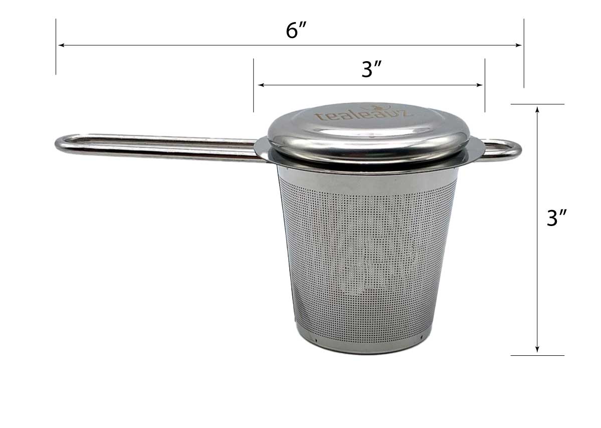 dimensions of stainless steel tea strainer with lid 